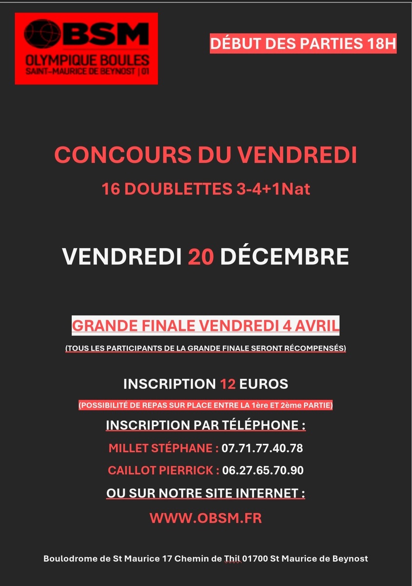 1er concours du vendredi